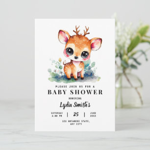 Convites Oh Deer Girl Baby Shower Babyshower Menina Verde