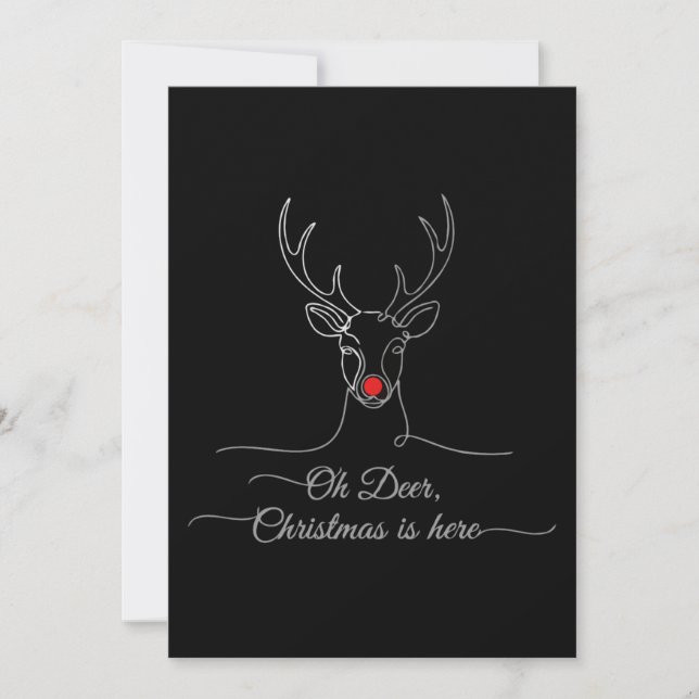 Convites "Oh Deer" Minimalista Moderno Rena de Natal (Frente)