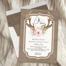 Oh Deer Watercolor Chá de fraldas Invitation - Ele