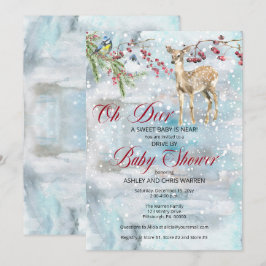 Convites Oh Deer Woodland Animais Dirigem por Chá de fralda