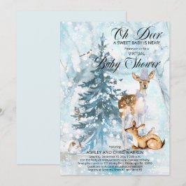 Convites Oh Deer Woodland Animal Virtual Boy Chá de fraldas
