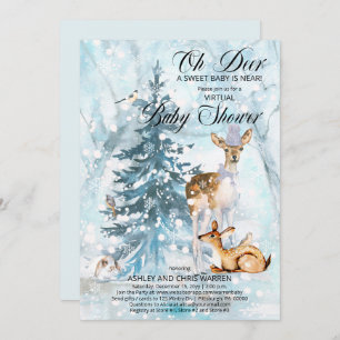 Convites Oh Deer Woodland Animal Virtual Boy Chá de fraldas