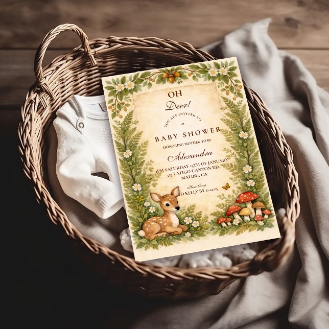 Convites Oh Deer Woodland Baby Shower (Criador carregado)
