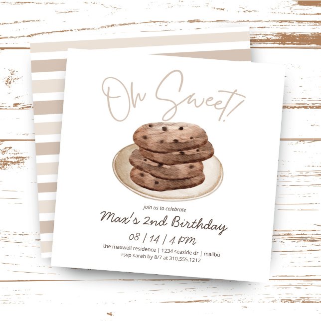 Convites Oh doce | Watercolor Cookie Dessert Birthday (Criador carregado)