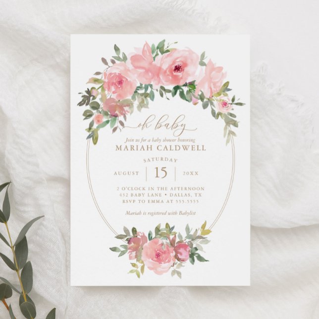 Convites Oh, Dourado Rosa , Chá de fraldas de Garota Verde (Criador carregado)