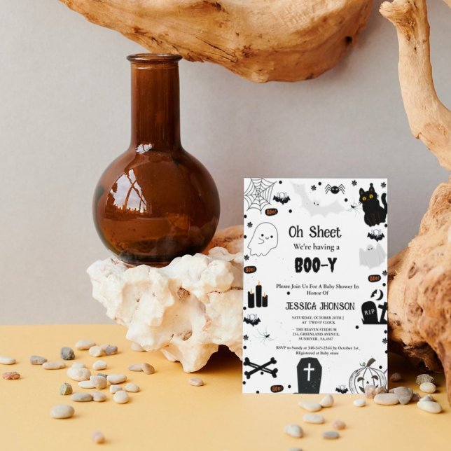 Convites Oh Ficha nós temos um chá de fraldas Boo y Hallowe (Criador carregado)