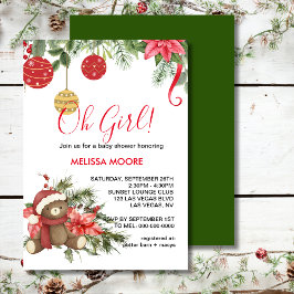 Convites Oh garota chá de fraldas de inverno de natal