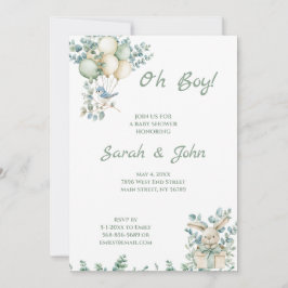 Convites Oh, garoto, Chá de fraldas Eucalyptus