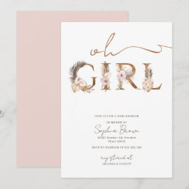 Convites Oh Girl Boho Tropical Flowers Chá de fraldas