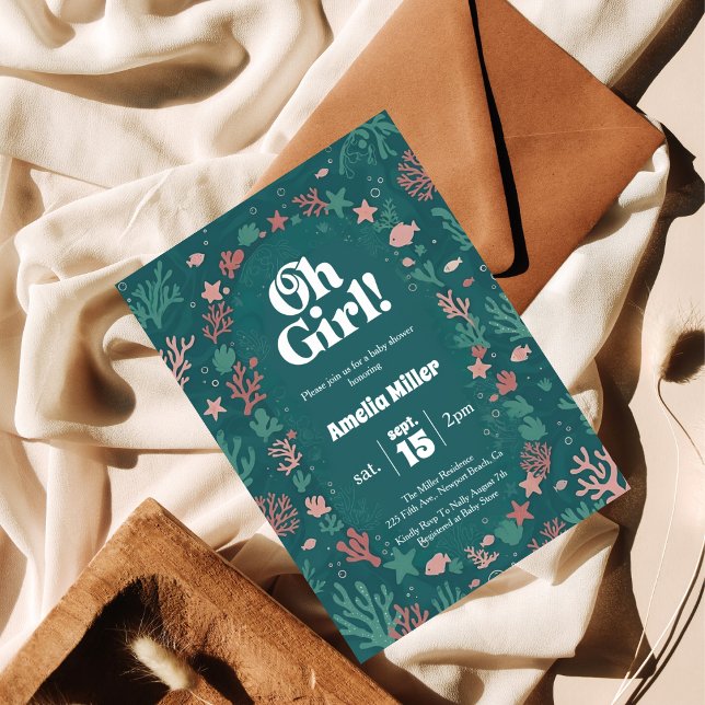 Convites Oh Girl! Under the Sea Baby Shower Invitation (Criador carregado)