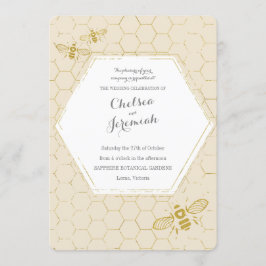 Convites Oh Honey Bee Cream Dourado Casamento Personalizado