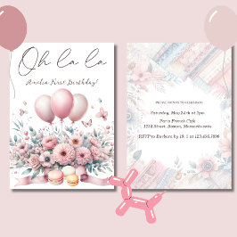 Convites Oh la Blush Pink Floral Baby primeiro aniversario