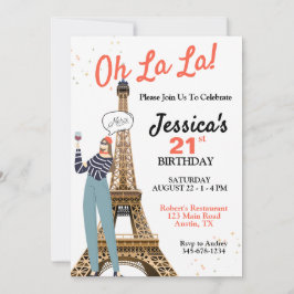 Convites Oh La La Aniversário Tema Paris Qualquer Idade