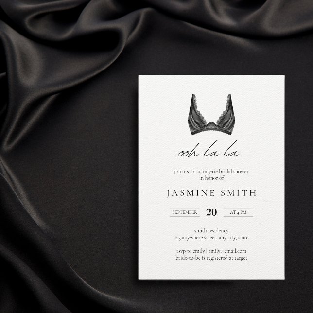 Convites Oh la la Lingerie Chá de panela Trendy Lace Bra (Criador carregado)
