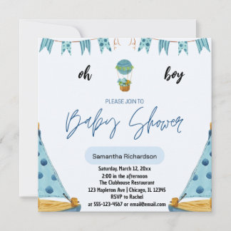 Convites Oh Menino Balão azul ar