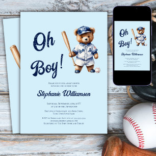 Convites Oh Menino Beisebol  Chuveiro de Bebê Urso Fofo