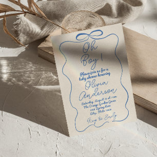 Convites Oh Menino Desenho Mão Escrito Arco Azul