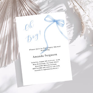 Convites Oh menino laço azul simples e elegante Baby Shower