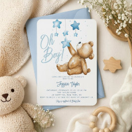 Convites Oh Menino Urso Estrela Móvel Aquarela Churrasco de