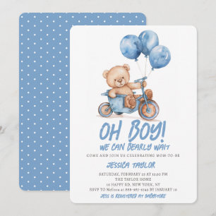 Convites Oh Menino Urso Teddy Menino Azul Urso Mal Pode Esp