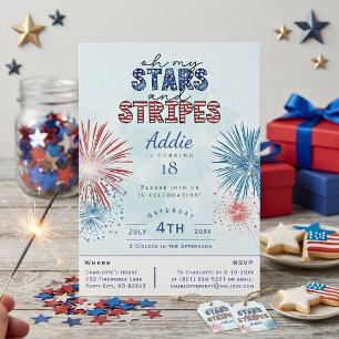 Convites Oh Minhas Estrelas e Gretas Festa de 4 de julho