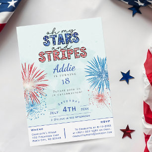 Convites Oh Minhas Estrelas e Gretas Festa de 4 de julho