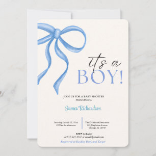 Convites Oh niño eucaliptos modernos globos azules bebé