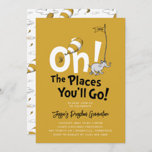Convites Oh, Os Lugares Que Você Vai! Graduação Dourada Ret