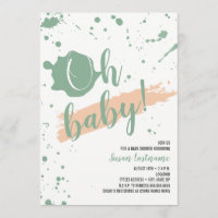 Oh pêssego do bebê e chá de fraldas verde da