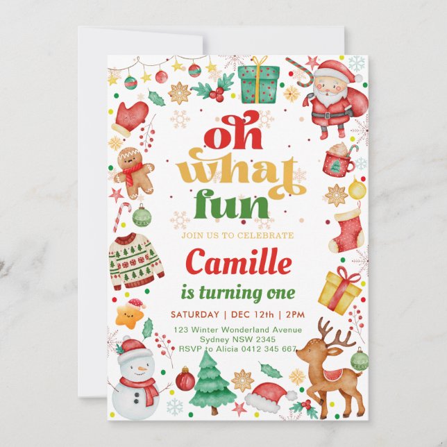 Convites Oh, Que Belo aniversário de Natal (Frente)