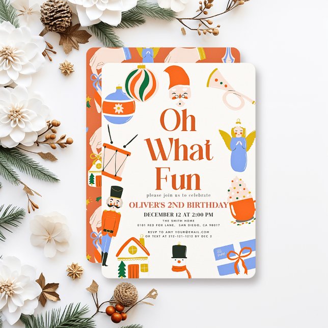 Convites Oh Que Dia de Aniversário do Feriado de Natal (Criador carregado)