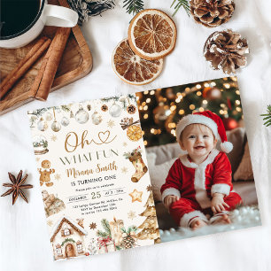 Convites Oh Que Diversão Aniversário de 1 Ano Natal Aquarel