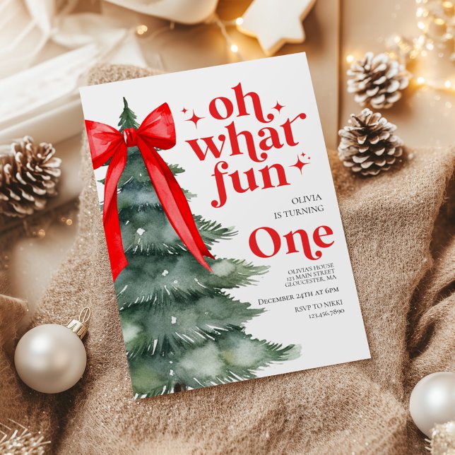 Convites Oh Que Diversão Árvore de Natal 1º Aniversário (Criador carregado)