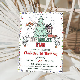 Convites Oh, que divertido aniversário de Natal do West Cow