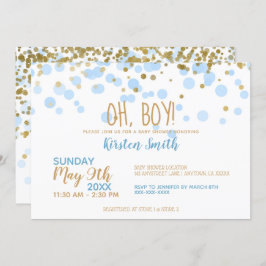 Convites Oh, Rapaz! Chá de fraldas de Confetti Azul e Doura