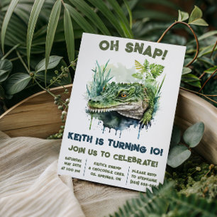 Convites Oh, Snap! Alligador, Festa de aniversário de croco