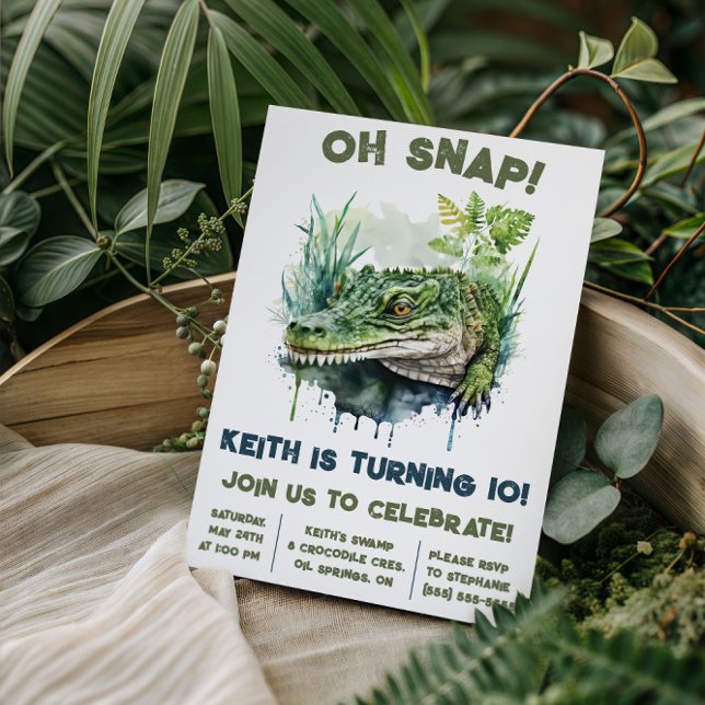 Convites Oh, Snap! Alligador, Festa de aniversário de croco (Criador carregado)
