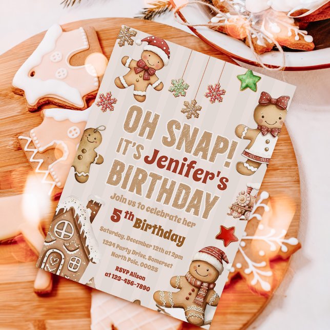 Convites Oh Snap Biscoito De Natal Gingerbread Aniversário (Criador carregado)
