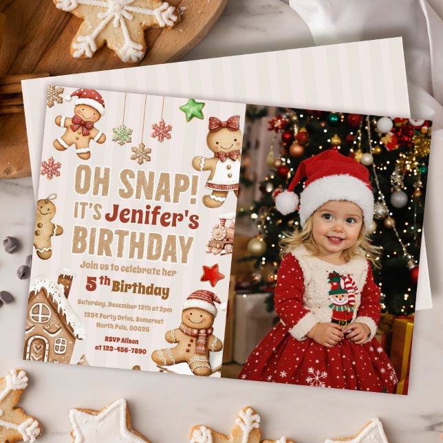 Convites Oh Snap Christmas Gingerbread Birthday Photo (Criador carregado)
