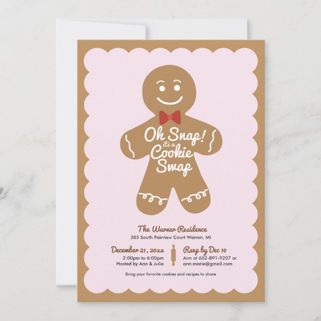 Convites Oh Snap É uma Festa de Trocas de Biscoitos de Nata (Frente)