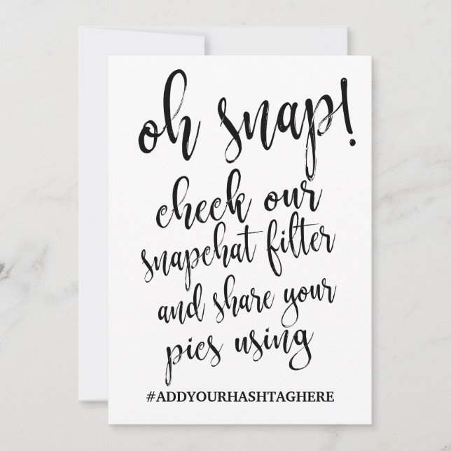 Convites Oh Snap Hashtag Sinal 5x7 Acessível (Frente)