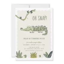 Oh Snap Swamp Crocodile Birthday Invitation