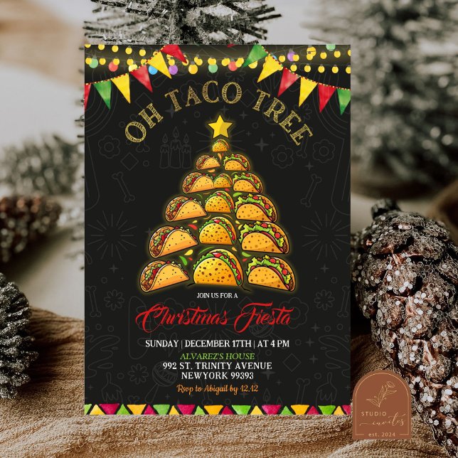 Convites Oh Taco Tree Festa de Natal Mexicana Festa (Criador carregado)