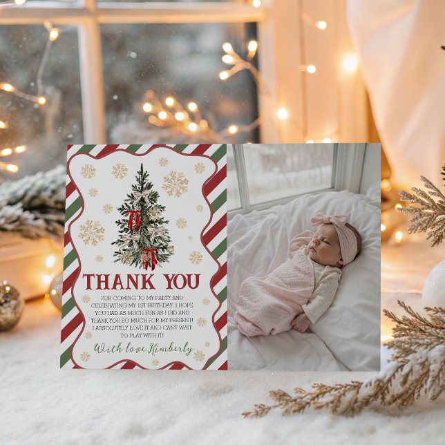 Convites Oh What Fun Birthday Thank You Photo Card (Criador carregado)