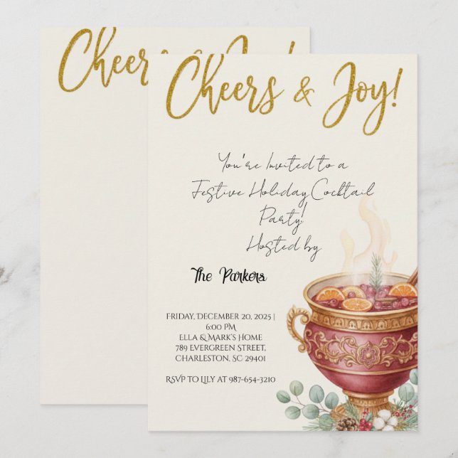 Convites Oh What Fun Christmas Cocktail Party Invitation (Frente/Verso)