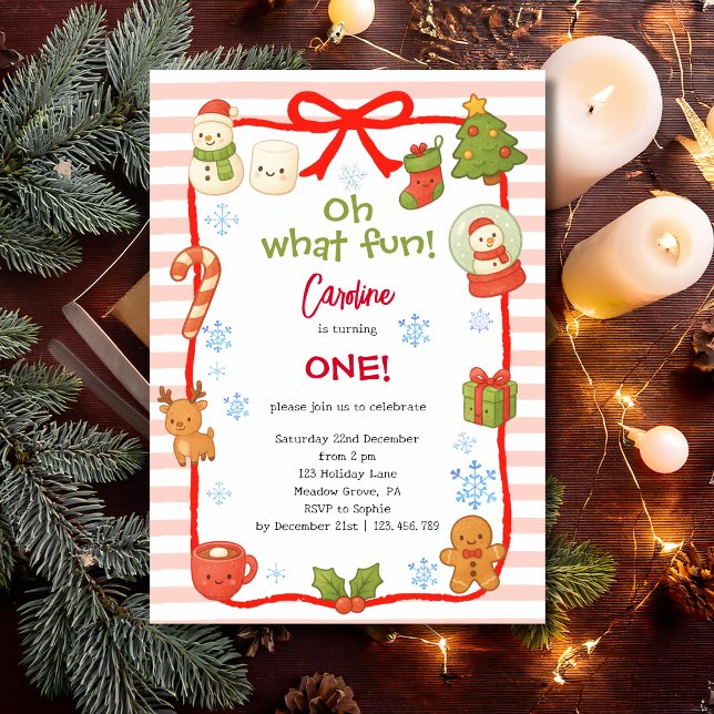 Convites Oh what fun christmas kids birthday (Criador carregado)