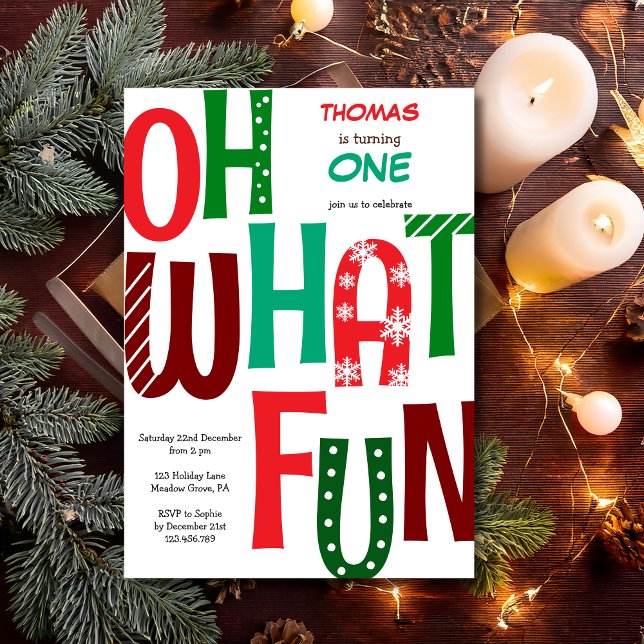 Convites Oh what fun first birthday (Criador carregado)