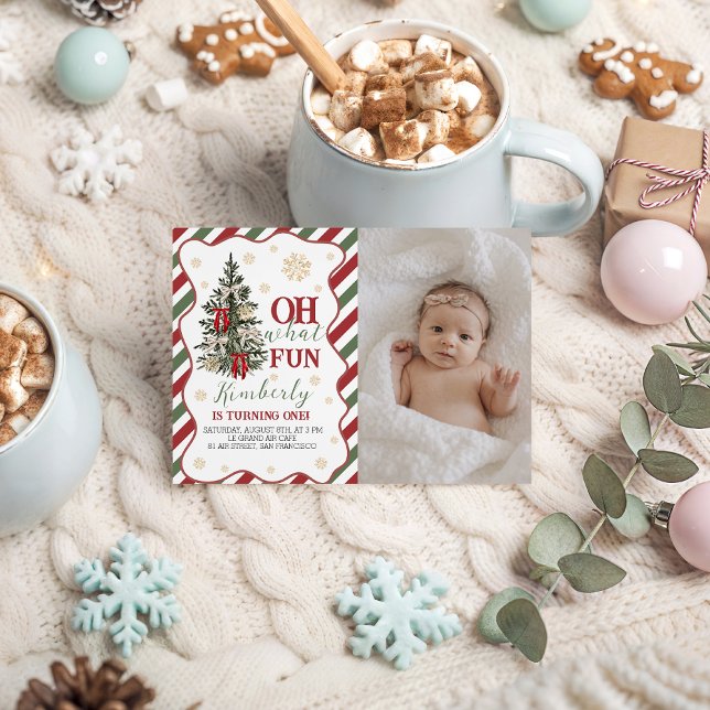 Convites Oh What Fun First Birthday Photo Invite (Criador carregado)