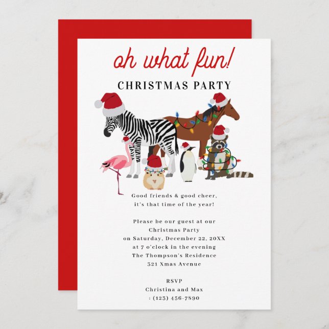 Convites Oh What Fun! Holiday Kids Funny Christmas Party (Frente/Verso)