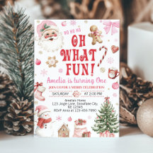Oh What Fun Pink Santa Christmas 1st Birthday